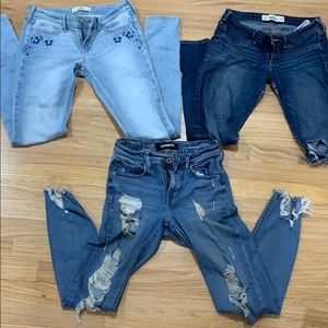 Lot of 3 jeans hollister express